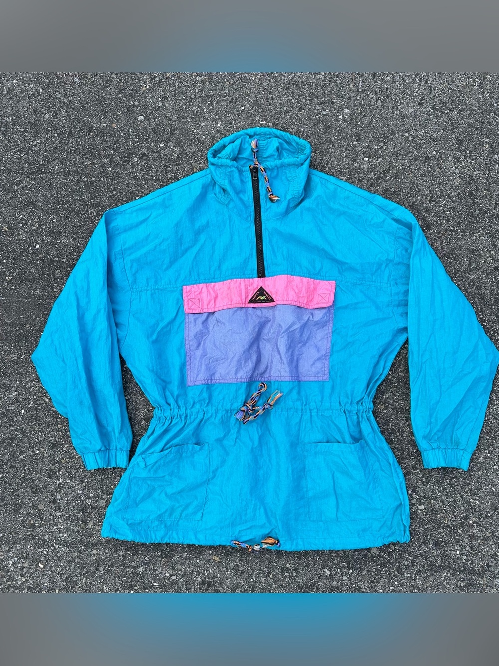 Misty Valley Vintage Neon Windbreaker Jacket Womens 90s Cinched Waist Retro